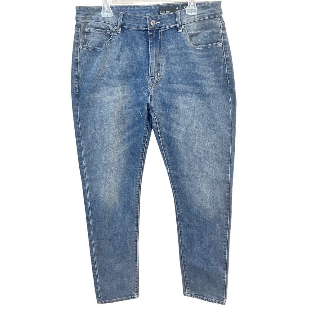 WXYZ Urban Nomad Slim Fit Jeans Mens Size 36x32 Light Stone Wash Stretch EUC